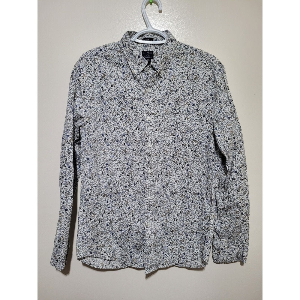 J.Crew Flex Washed Shirt Mens Medium Slim Untucked Floral Ditsy Print